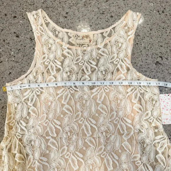 NWT Free People Miles of Lace Mini Tank Dress in Ivory/Alabaster Women's Size S - Picture 7 of 11